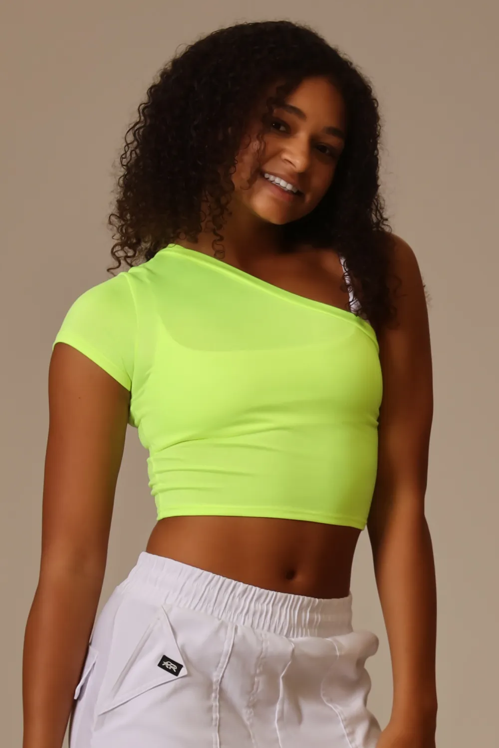 Baby Soft One-Shoulder Tee - Highlighter - FINAL SALE
