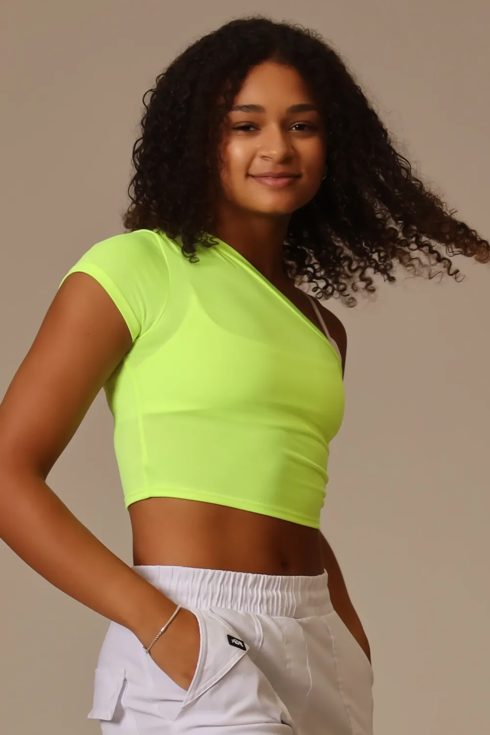 Baby Soft One-Shoulder Tee - Highlighter - FINAL SALE