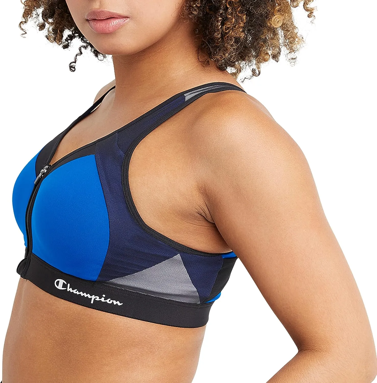 Champion Women's Sports Bra, Motion Control Zip High-impact Sports Bra, Wirefree Bra for Women