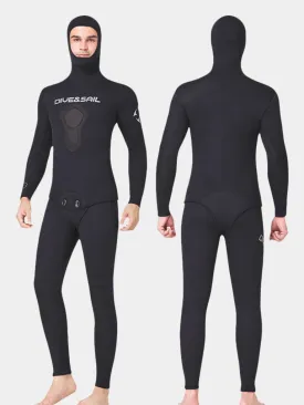 DIVE & SAIL Men’s 1.5MM Two Piece Beavertail Wetsuit with Hood, Black