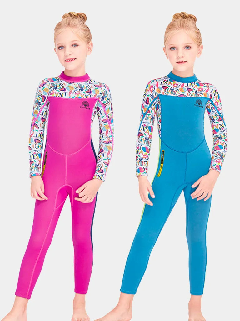 DIVE & SAIL One Piece Long Sleeve Girls Wetsuit Fullsuit, 2 Colors