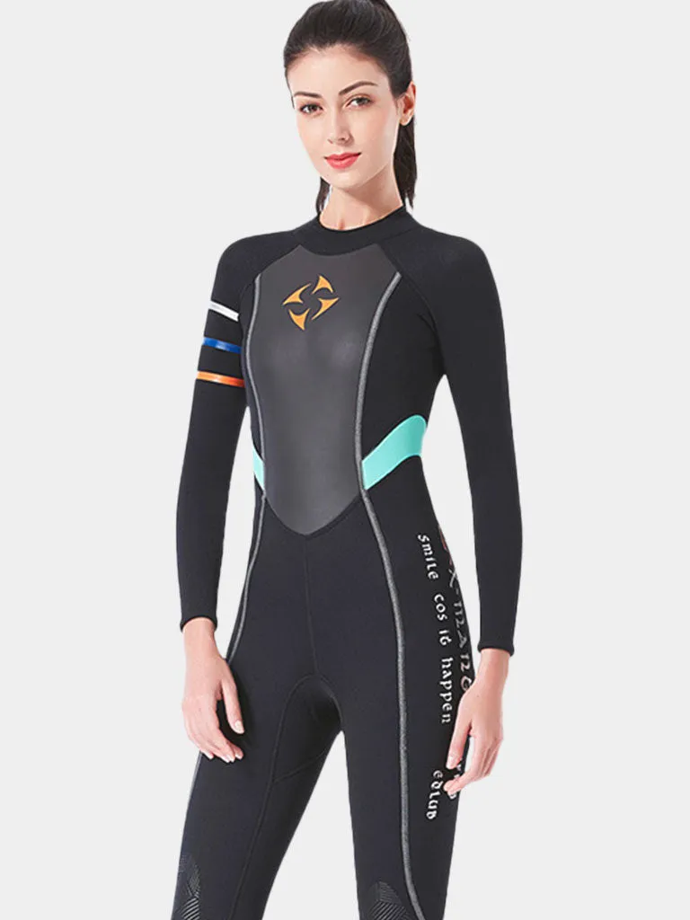 DIVE & SAIL Women Warm 3MM One Piece Free Diving Wetsuit, 3 Colors
