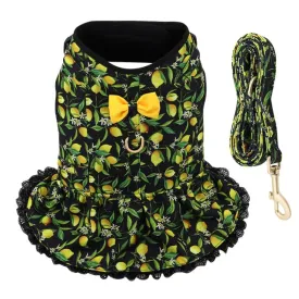 Fruit Harness Dress   Leash - Black Lemons