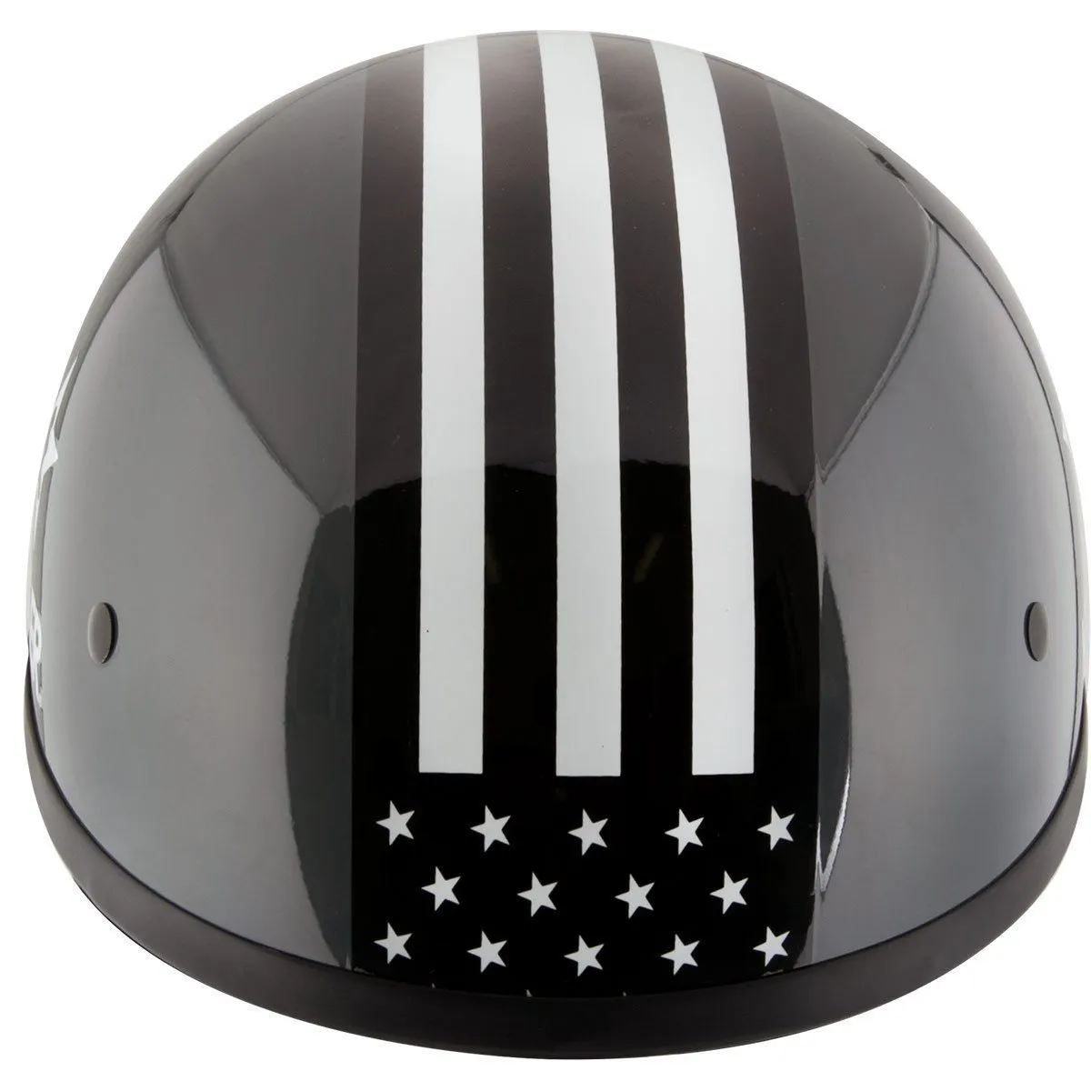 Hustler DOT HT-1  Freedom Is Not Free Glossy Dark Gray and White Skull Cap Helmet