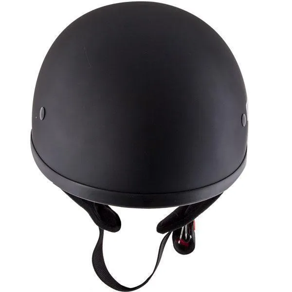 Hustler DOT HT-1 Solid Flat Black Skull Cap Helmet with Hustler Logo On Back