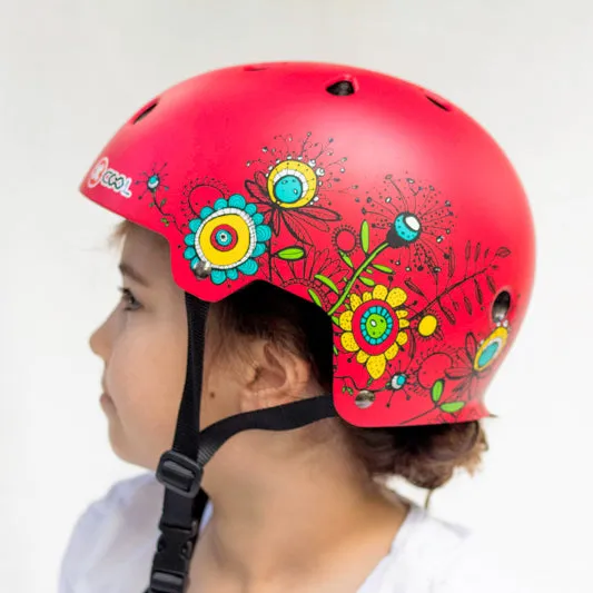 Kids Safety Helmet (Red Flowers)  Small 48 - 54cm