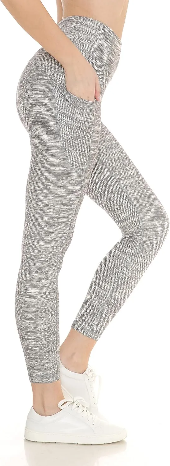 Leggings Depot Women's High Waisted Reflective Yoga Pants with Pockets Athletic Leggings