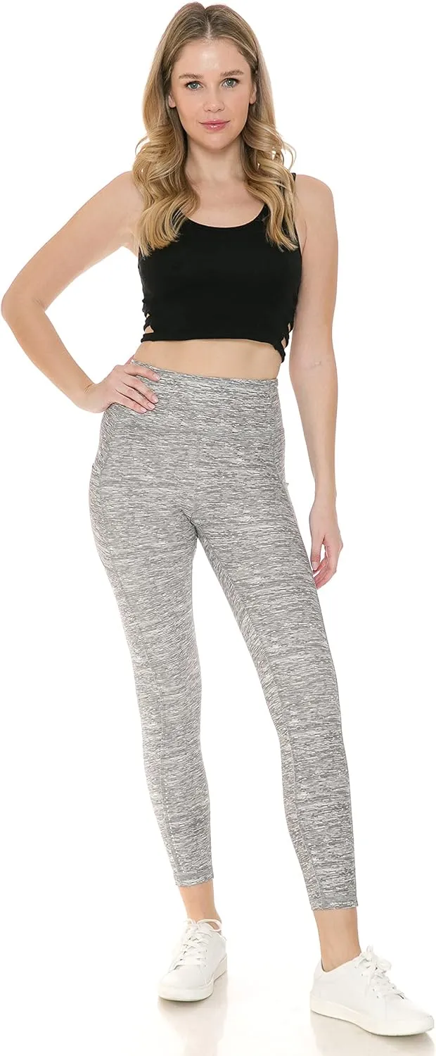 Leggings Depot Women's High Waisted Reflective Yoga Pants with Pockets Athletic Leggings