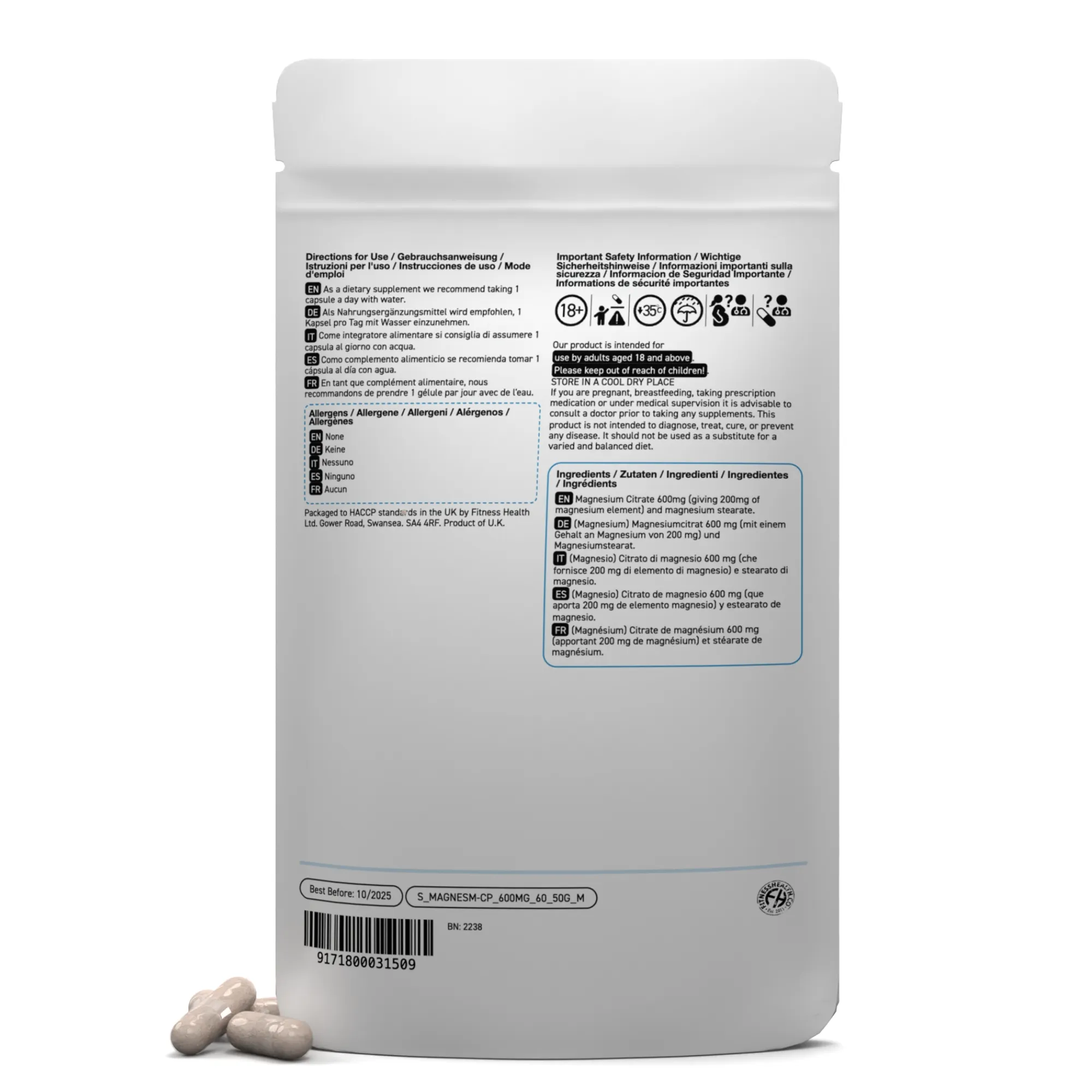 Magnesium Citrate Capsules 600mg