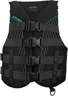 O'Neill Women's Superlite USCG Life Vest,Black/Black/Black:Turquoise,S