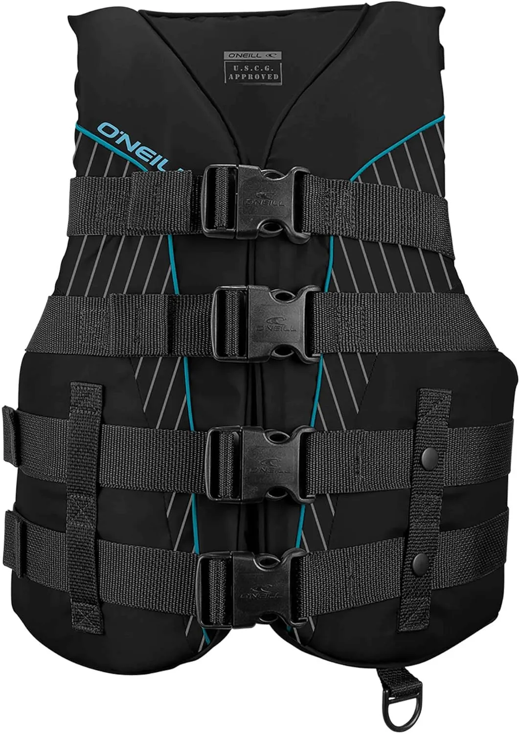 O'Neill Women's Superlite USCG Life Vest,Black/Black/Black:Turquoise,S
