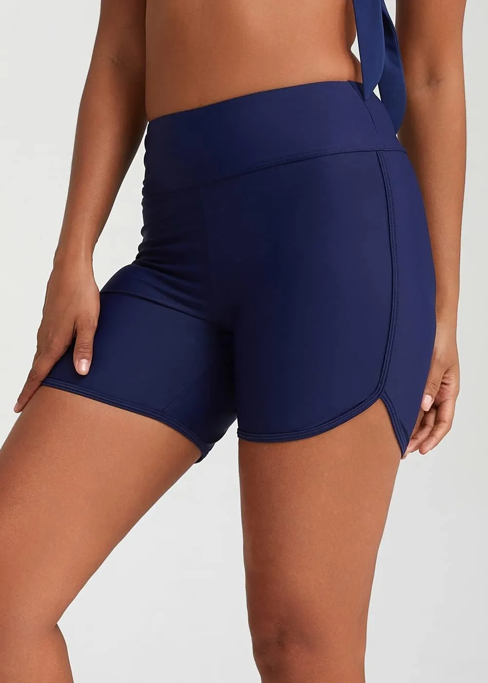 Yilisha Womens Tummy Control Swim Shorts Black Plus Size High Waisted Bikini Bottoms Swimsuit Shorts Swim Bottoms Swimwear