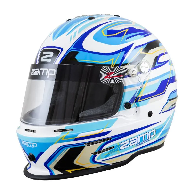 Zamp RZ-42Y Youth Graphic Helmet - White/Blue/Light Blue